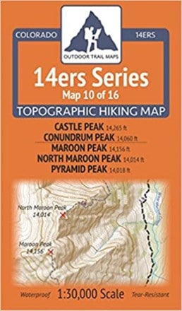 Outdoor Trail Maps Colorado 14ers Series Map - Castle Peak, Conundrum Peak, Maroon Peak, North Maroon Peak, Pyramid Peak 0