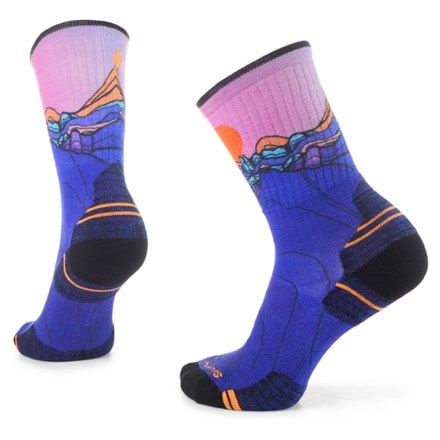 Smartwool Hike Targeted Cushion Mountain Sunrise Print Crew Socks - Women's 0