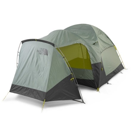 The North Face Wawona 6 Tent 3/4 front view with rainfly