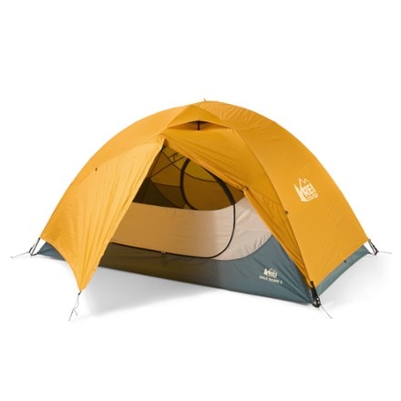 REI Co-op Half Dome 2 Tent with Footprint 3/4 front view with rainfly