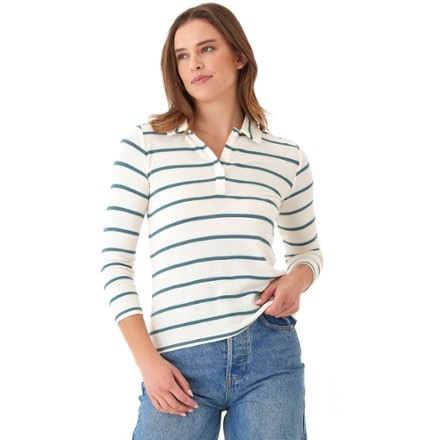 Threads 4 Thought Aanya Stripe Feather Rib Polo Shirt - Women's 0