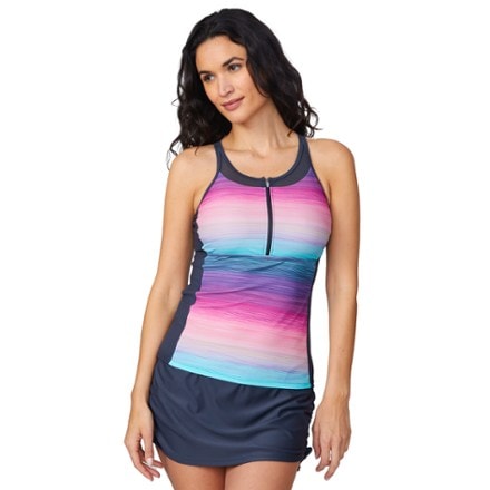 Free Country Mesh Zip-Up Racerback Swimsuit Top - Women's 0