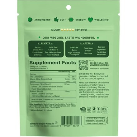 Plant People WonderGreens Veggie Gummies - 5 Servings 1