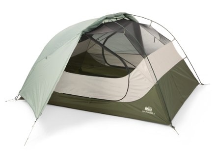 REI Co-op Half Dome 3 Tent with Footprint Rainfly rolled back