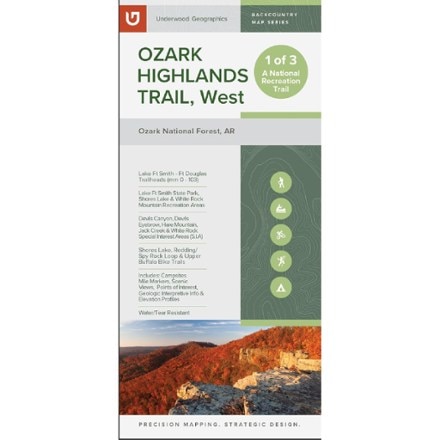 Underwood Geographics Ozark Highlands Trail Map, West 0
