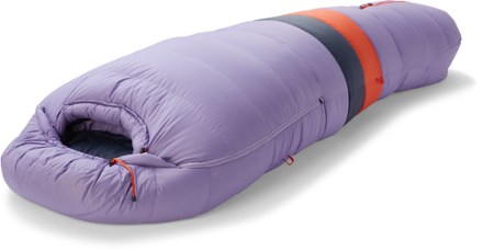 Marmot Teton 15 Sleeping Bag - Women's 3/4 head view (Paisley Purple/Arctic Navy)