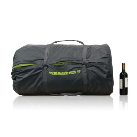 Zempire Evo TL V2 Air Tent Bottle not included; shown for size comparison only