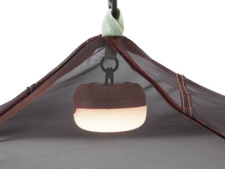 Kelty Discovery Basecamp 4 Tent Light (sold separately) hung on gear loop