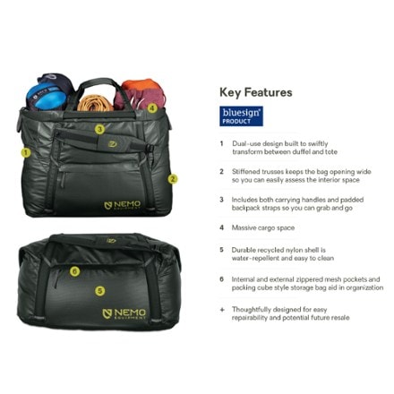 NEMO Double Haul 70 L Convertible Duffel and Tote 2