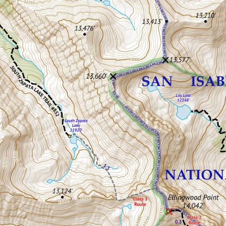 Outdoor Trail Maps Colorado 14ers Series Map - Blanca Peak, Ellingwood Point, Mount Lindsey, Little Bear Peak 1