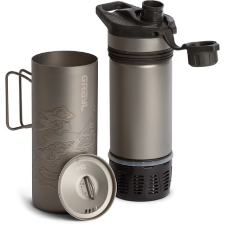 Grayl GeoPress Ti Water Filter and Purifier Bottle Plus Cook Lid 0