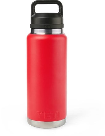 YETI Rambler Vacuum Bottle with Chug Cap - 36 fl. oz. Back view (Rescue Red)