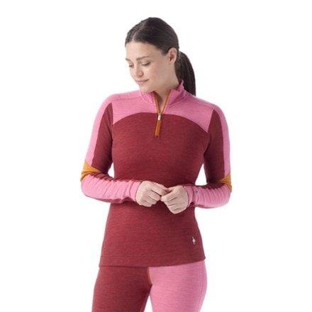 Smartwool Classic Thermal Merino Colorblock Quarter-Zip Base Layer Top - Women's 1