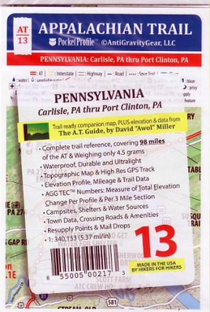 AntiGravityGear Appalachian Trail Pocket Profile Map: Pennsylvania (Carlisle, PA - Port Clinton, PA) 0