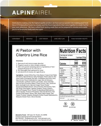 AlpineAire Foods Al Pastor with Cilantro Lime Rice - 2 Servings 1