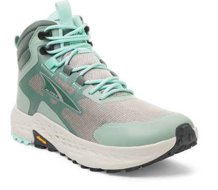 Altra Timp Hiker Hiking Boots - Women's 3/4 view (Gray/Green)