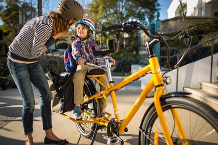 mother and a child on a bicycle