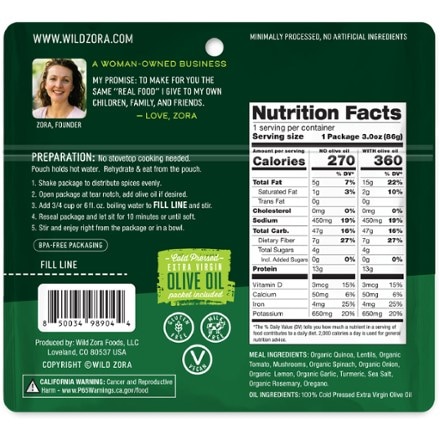 Wild Zora Greek Garden Lentil Quinoa Bowl - 1 Serving 1