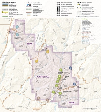 National Geographic Zion National Park Day Hikes Topographic Map Guide 1