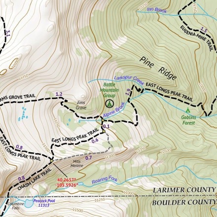 Outdoor Trail Maps Colorado 14ers Series Map - Longs Peak, Culebra Peak 1