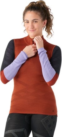 Smartwool Intraknit Merino Colorblock Quarter-Zip Base Layer Top - Women's 1