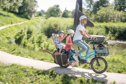 a family on a cargo bike