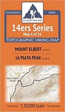 Outdoor Trail Maps Colorado 14ers Series Map - Mount Elbert, La Plata Peak 0