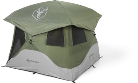 T4 Hub Tent [3/4 front view with rainfly (Alpine Green)]