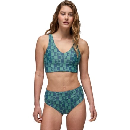 prAna Summer Wave High-Rise Swimsuit Bottoms - Women's BLUFF BLUE CHECKER (Top not included)