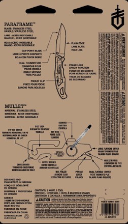 Gerber Paraframe Fine-Edge Knife and Mullet Keychain Tool Combo Set 3