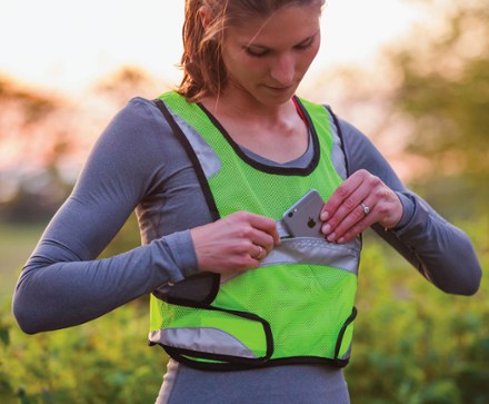 Amphipod Full-Visibility Reflective Vest In use (Green/Silver)