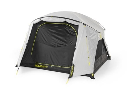 Zempire Aerospeed 4 Air Tent 3/4 front view with rainfly