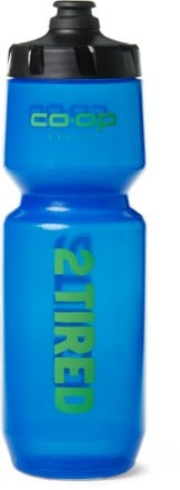 Co-op Cycles Purist Water Bottle - 26 fl. oz. Back view (Two Tired/Transparent Blue)