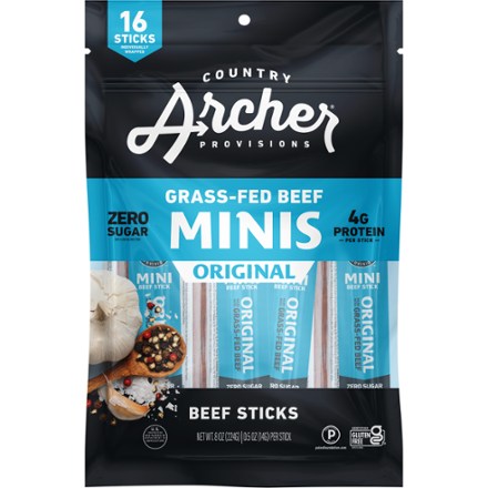 Country Archer Jerky Co. Zero-Sugar Mini Grass-Fed Beef Sticks - Package of 16 0