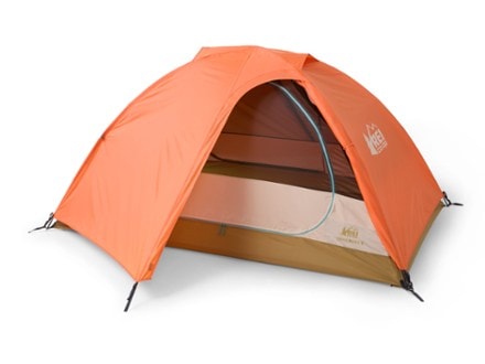 REI Co-op Trailmade 2 Tent with Footprint 3/4 front view with rainfly