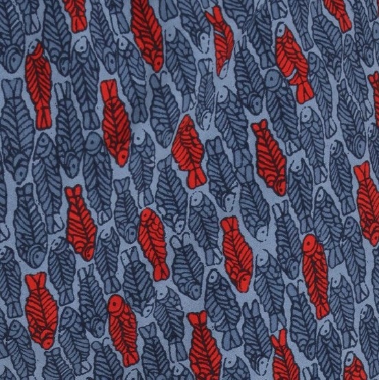 Swatch Image of color Navy Fish Print