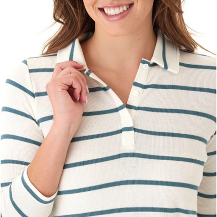 Threads 4 Thought Aanya Stripe Feather Rib Polo Shirt - Women's 3