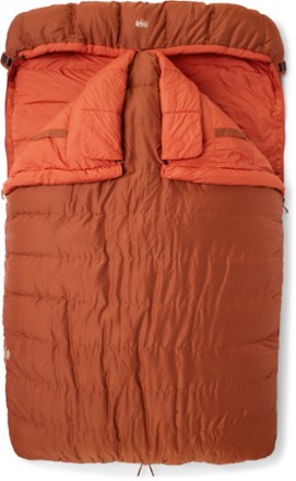 Unlock Wilderness' choice in the REI Vs Marmot comparison, the HunkerDown 20 Double Sleeping Bag by REI