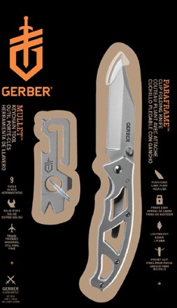 Gerber Paraframe Fine-Edge Knife and Mullet Keychain Tool Combo Set 0