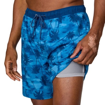 Free Country Contrast Elastic Swim Shorts - Men's 2