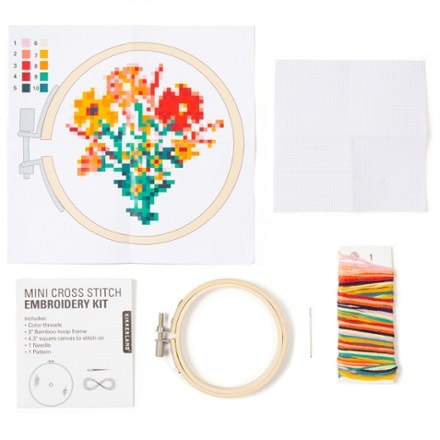 Kikkerland Flowers Mini Cross-Stitch Embroidery Kit 1