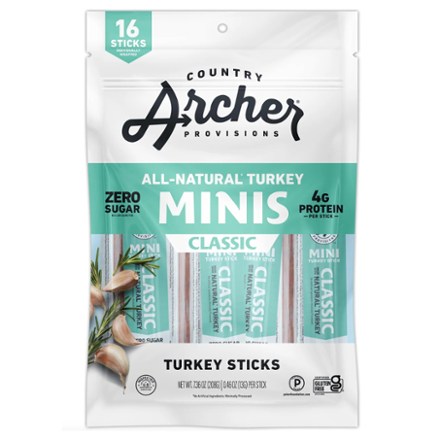 Country Archer Jerky Co. All-Natural Turkey Mini Sticks - Package of 16 0