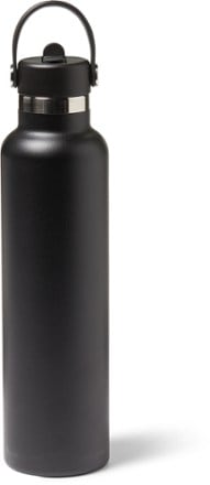 Hydro Flask Standard-Mouth Vacuum Water Bottle with Flex Straw Cap - 24 fl. oz. Back view (Black)