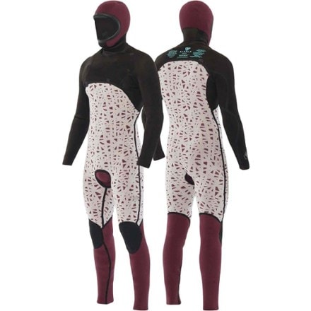 VISSLA New Seas Hooded U-Zip 5/4 mm Wetsuit - Men's Wetsuit shown inside-out