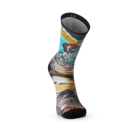 Smartwool Bike Zero Cushion Wolf Print Crew Socks 1