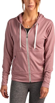 Vuori Halo Performance Zip Front Hoodie in Pink