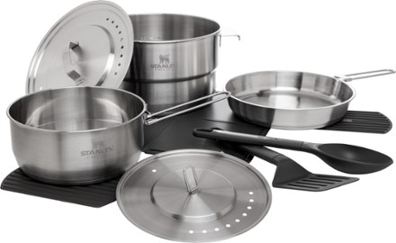 Camping Cookware Set Stainless Steel, 4-piece Camping Pot Pan Set