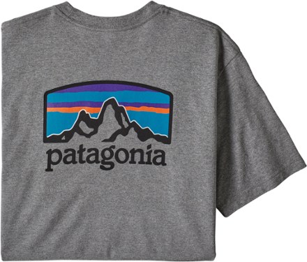 Patagonia Shirt Mens Medium Yellow Responsibili Tee Fitz Roy Horizons NWT