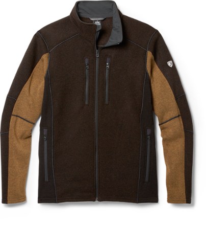 Kuhl, Advokat Full Zip Fleece Jacket Leather Trim Brown