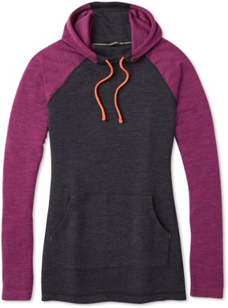 Smartwool NTS Mid 250 Drape Neck Hoodie Merino Women's XL Gray Black Long good Sleeve